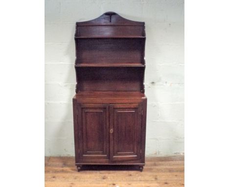 Early Victorian mahogany chiffonier with display shelf back, cupboards under. 2'6" wide, approx 5'4" tall 