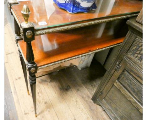 A 2 tier French style shelf unit with brass fittings 