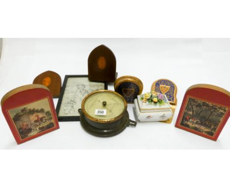 Barometer, bookends, picture, trinket box etc 