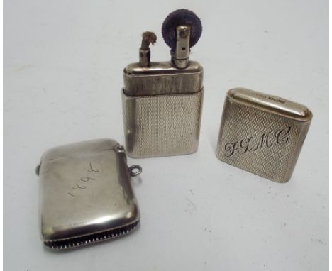 Silver cased vintage Howitt lighter together with a silver Vesta case with inscription "Potty 1898"