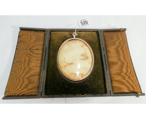 9 carat rose gold portrait miniature frame in fitted leather case 