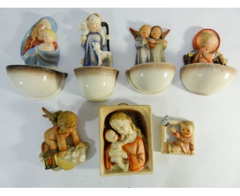 Collection of seven Hummel wall pockets and plaques 