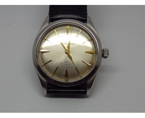 A gent's vintage Tudor Oyster Prince self winding rotor wrist watch, on reverse case engraved 'Original Oyster case by Rolex 