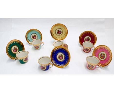 A set of 6 miniature cabinet cups and saucers in the Vienna style 