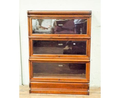 Mahogany three section Globe Wernicke glazed bookcase, 34" wide 