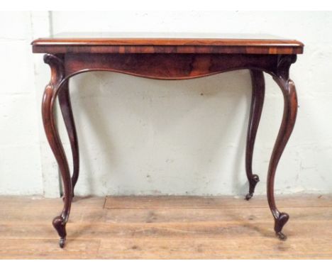 Victorian rosewood folding top card table standing on cabriole legs, 3' wide  In very good condition, more photos added. One 