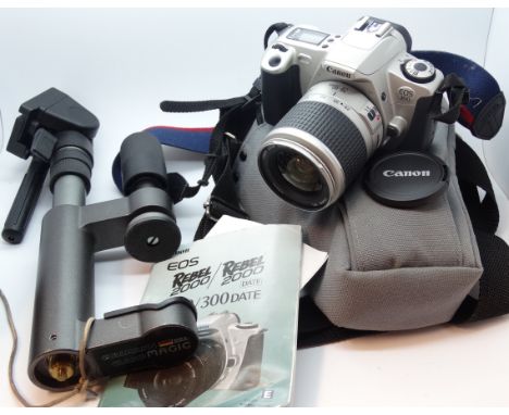 Canon EOS 300 camera with lens + Cullman Clamp Magic camera stand 