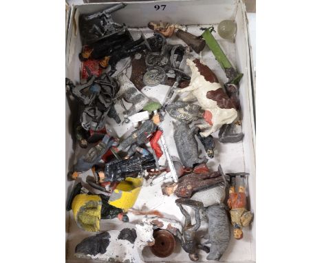 Box of lead figures & animals 
