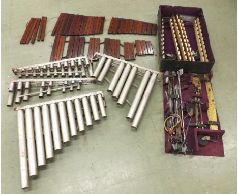 Vintage marimba in need of assembly, circa 1930, the stand and notes in original cases