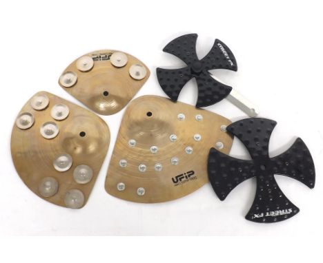 Ufip Percussion Series effects cymbals; together with two Factory Metal Rotary Street FX Crasherz