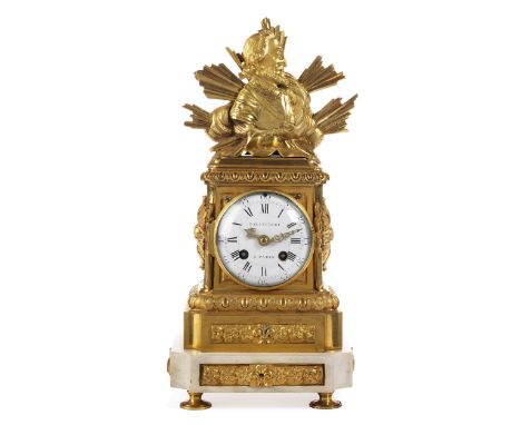 Pendule mit Portrait des Henri IIHöhe: 38 cm.Zifferblatt signiert „Barancourt a Paris“ (Pierre Michel Barancourt, Meister in 