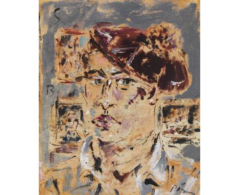 Filippo de Pisis, 1896 Ferrara – 1956 MailandPORTRAIT DES GONDOLIERE BRUNOÖl auf Sperrholz.33,8 x 28,8 cm.Rechts unten signie