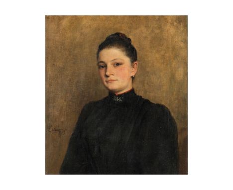 Henri Baptiste Lebasque, 1865 Champigné – 1937 Le CannetPORTRAIT EINER JUNGEN FRAUÖl auf Leinwand.41,5 x 37 cm.Links unten si