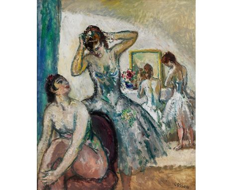 Marcel Cosson, 1878 Bordeaux – 1956 ParisVORBEREITUNG AUF DIE VORFÜHRUNGÖl auf Holz.55 x 46 cm.Rechts unten signiert.In Louis