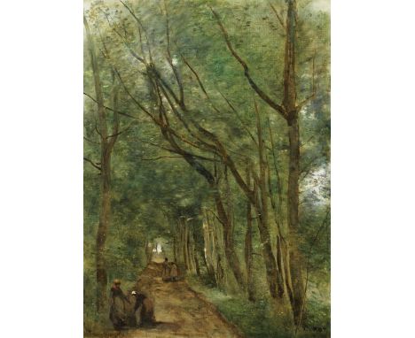 Camille Jean-Baptiste Corot, 1796 Paris – 1875 ebendaCOUBRON, UM 1870-73Öl auf Leinwand.55 x 40 cm.Rechts unten signiert.Gera