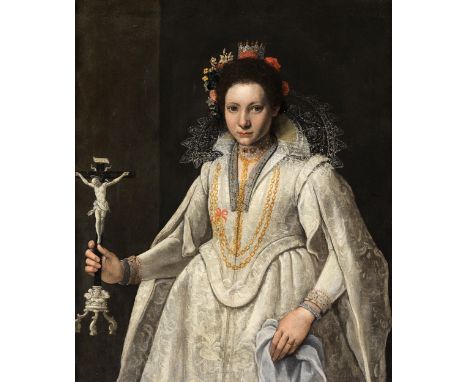 Sofonisba Anguisciola, um 1530 Cremona – 1625 Palermo, zug.BILDNIS EINER EDEL GEKLEIDETEN DAMEÖl auf Leinwand. Doubliert.101 