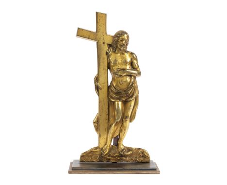 Alessandro Algardi, 1598 – 1654, nach einem Modell vonCHRISTUS MIT DEM KREUZHöhe inkl. Stand: 23,8 cm.Auf getrepptem Sammlung