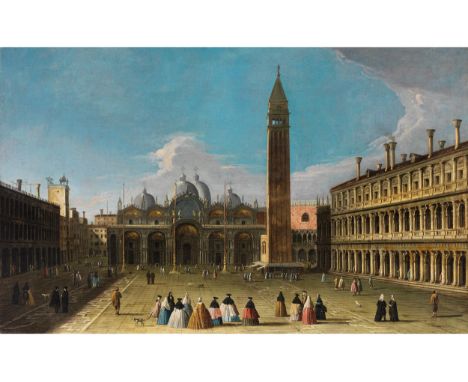 Apollonio Facchinetti, genannt „Domenichini“, 1740 – 1770VENEDIG – PIAZZA SAN MARCOÖl auf Leinwand.55 x 88,5 cm.Beigegeben ei