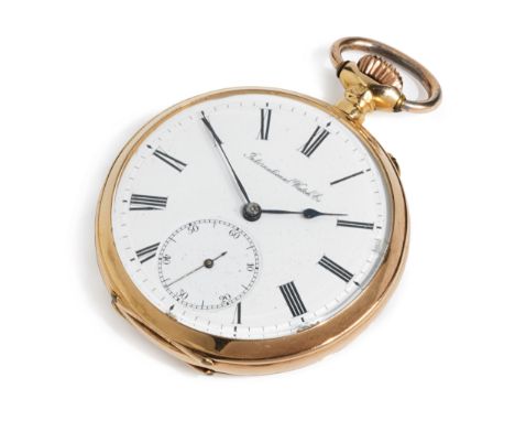 IWC TaschenuhrDurchmesser: ca. 50 mm.18 kt. Roségold.1903.IWC Taschenuhr, gefertigt aus 18 kt. Roségold. Weißes Zifferblatt m