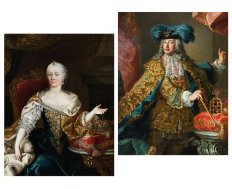 Martin van Meytens, 1695 Stockholm – 1770 Wien, Werkstatt desGemäldepaarKAISERIN MARIA THERESIA ALS KÖNIGIN VON UNGARN undKAI
