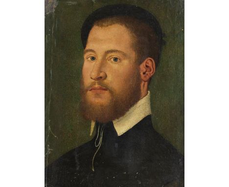 Norditalienischer Meister 1560/ 1570BILDNIS EINES JUNGEN MANNES MIT RÖTLICHEM BARTÖl auf Karton, auf Holz.39,5 x 29,7 cm.Das 