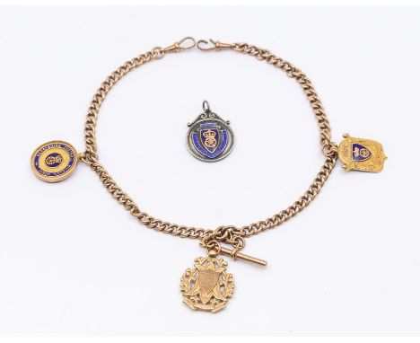 Football: A collection of three assorted, 9ct gold hallmarked medal fobs to comprise: 'Derbyshire Football Association Medal 