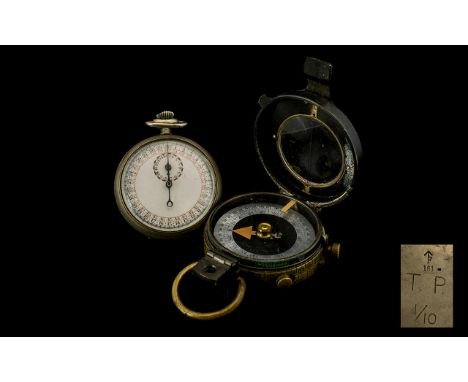 Military Interest. Military compass, serial number 52368 and Military stopwatch, both with military arrow, both in working or