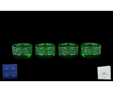 Collection of ( 4 ) Original Swarovski Candle Glass Tea-light Holders. All Come In As New Condition, And The Colour - Is a Sp
