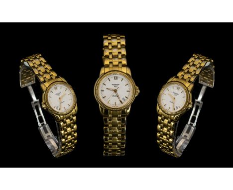 Tissot - 1853 Ballade Ladies Gold Plated on Steel Wrist Watch with Date-Display Features and Quartz Movement, Seconds Sweep S