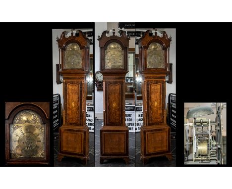 George III - Impressing / Grand Flame Mahogany Cased Long case Clock. Signed to Dial Maj Schofield Rochdale. Features 8 Day S