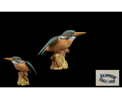 Beswick Bird Figure ' Kingfisher ' Model No 2371. Designer Albert Hallam. Issued 1983 - 1989. Height 5 Inches - 12.5 cm. Exce