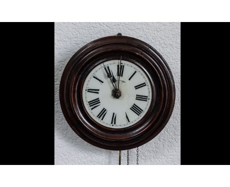 A Late 19th Century Rosewood Wall Clock -  the weight driven movement striking. The circular mother of pearl dial with Roman 