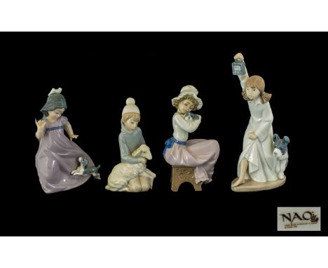 A Small Collection of Nao by Lladro Figures Includes One Lladro Figures ( 4 ) Figures In Total. Comprises 1/ Lladro Figure Bo