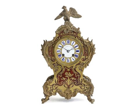 A French Gilt Metal and Tortoiseshell "Boulle" Striking Mantel Clock, retailed by Payne &amp; Cie, Paris, circa 1890, surmoun