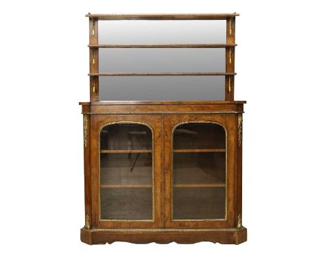 A Victorian Figured Walnut, Tulipwood-Banded and Gilt-Metal-Mounted Chiffonier, 3rd quarter 19th century, the superstructue w