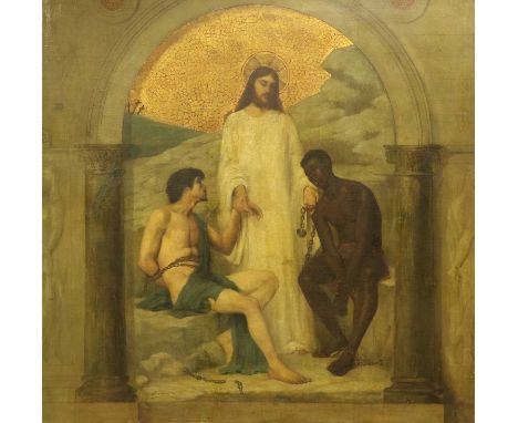 French School (Later 19th Century)Standing Christ with captivesIndistinctly signed, oil on canvas, 125.5cm by 125cmThe stretc
