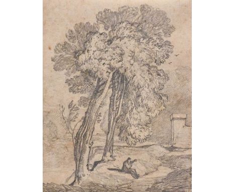 John Sell Cotman (1782-1942) Study of a ruined building with moored wherry Signed and numbered 2627, pencil, together with a 