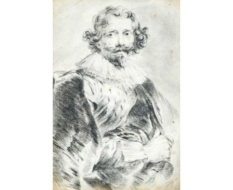 After Sir Anthony Van Dyck (1599-1641) Flemish Portrait of Lucas Vorsterman, half lengthBlack chalk, 23.5cm by 16cm
