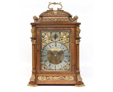 A Walnut Quarter Striking Table Clock, signed Bethel Jacobs, Hull, 7 White Friar Gate, circa 1890, walnut veneered case with 