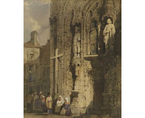 Samuel Prout OWS (1783-1852) "St Symphorien, Tours" Signed, extensively inscribed and dated 1839, watercolour, 24cm by 19.5cm