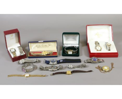 A collection of quartz and manual ladies and gents wristwatches including Accurist and Timex etc.