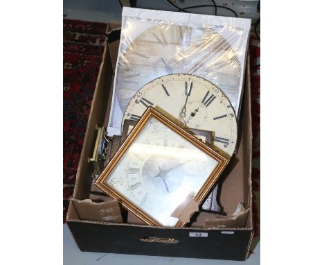 A box of various clocks to include Ingersoll oak cased mantle clock.