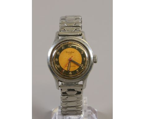 A gentleman's vintage Cortebert Sport anti magnetic stainless steel manual bracelet watch. With bronzed dial, black chapter r