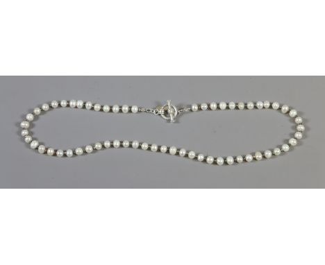 A silver and cultured pearl necklace by Laura Ashley.