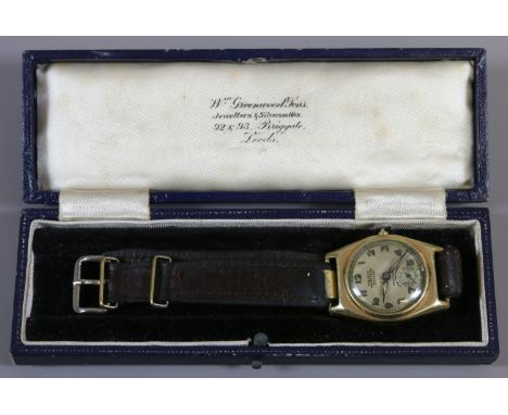 A gentleman's vintage Pierce waterproof parashock non magnetic manual wristwatch. With pointed baton hands, Arabic numeral ma