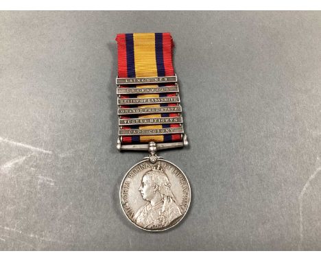 Boer War Queens South Africa Medal with 6 Clasps Cape Colony, Orange Free State Transvaal, Tugela Heights, Laing's Nek &amp; 