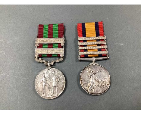 India General Service Medal 2 Clasps Punjab Frontier 1897-98 and Tirah 1897-98, awarded to 4045 Pte G Hart 2D BN K O York Lt 