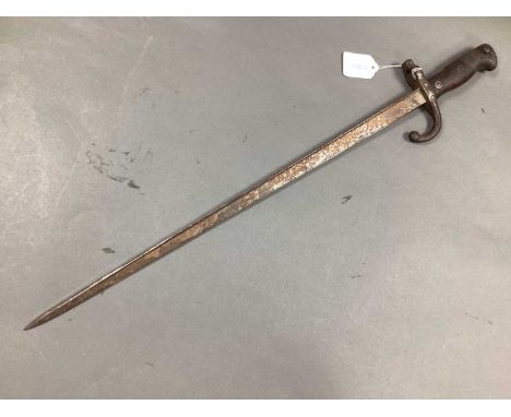 XIX Century French Model 1874 Gras Bayonet, manufacturer mark Mre d' Armes de St Etienne Juin 1877.