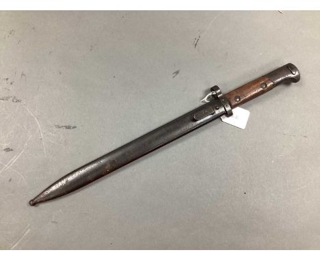 Czech VZ24 Mauser Bayonet and Scabbard, with various marks to scabbard and frog stud.