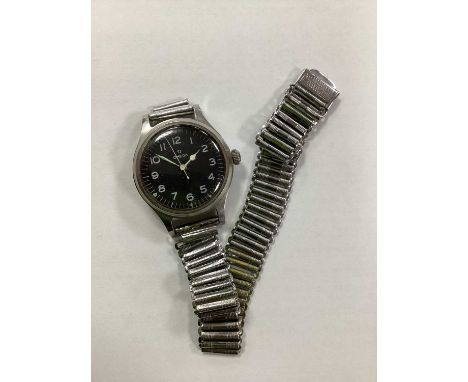 Royal Air Force Omega Wristwatch (1953), 'Omega' to dial, 'AM' '6B/159', '2092/56' to back of case and 'Omega' '9825805' to m